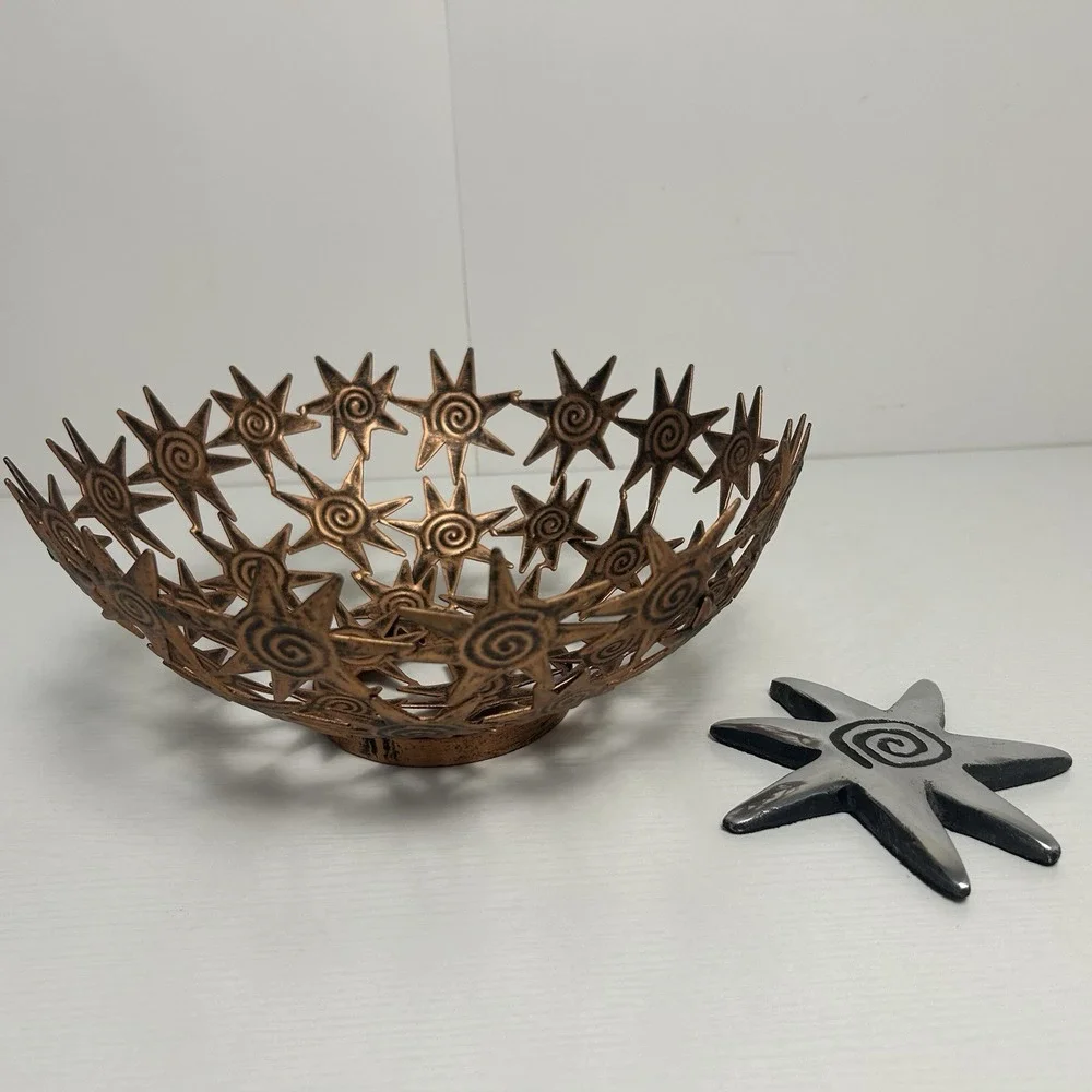 Vintage Tobin James Winery Copper Color Star Basket 10.5